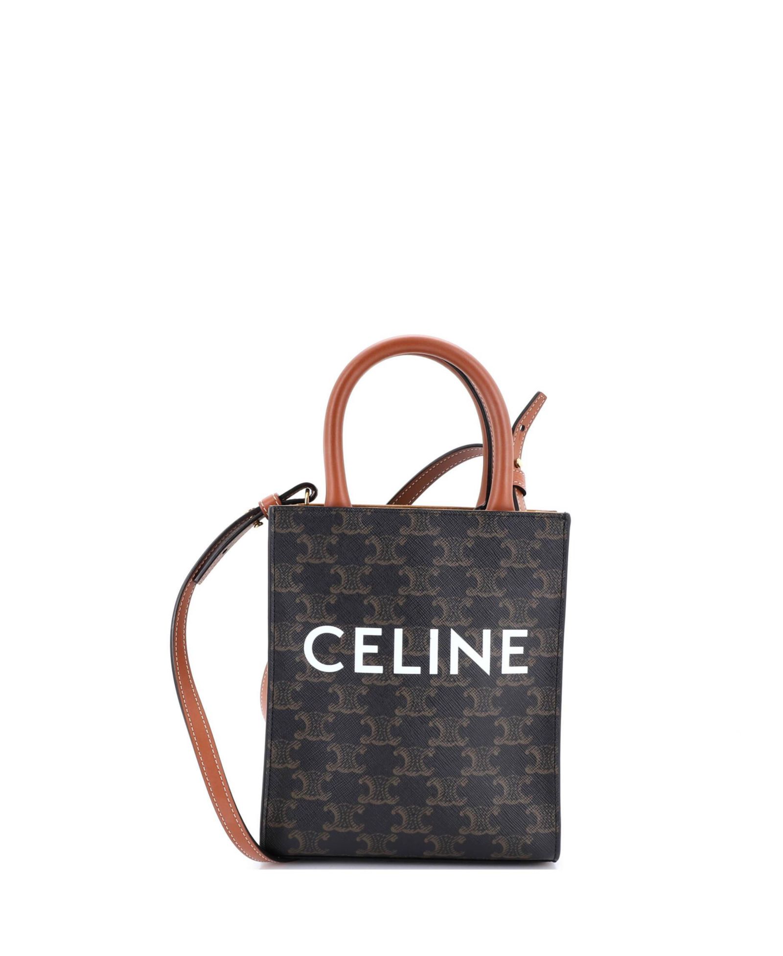 Б/у сумка Celine Mini Vertical Cabas Tote Triomphe Coated Canvas