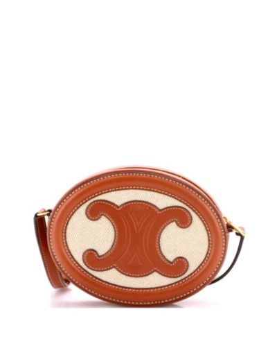 Подержанная сумка через плечо Celine Triomphe Oval из канваса и кожи