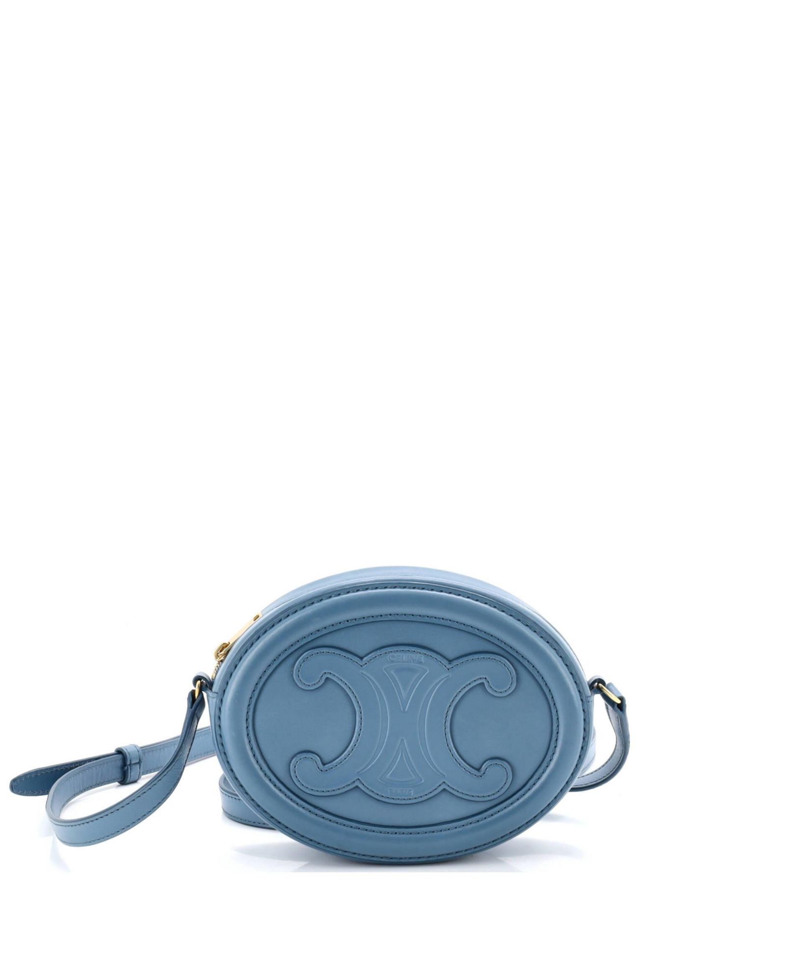 Pre-Owned Celine Mini Triomphe Oval Crossbody Bag Leather