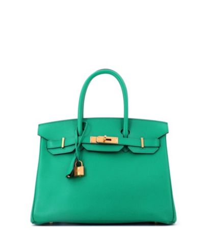 Брендовая сумка HERMÉS Birkin 30 Green Epsom с золотой фурнитурой