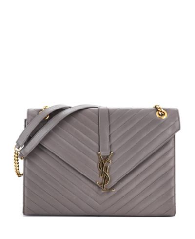 Б/у кожаная сумка-саквояж Saint Laurent Large Classic Monogram Envelope Matelasse Chevron