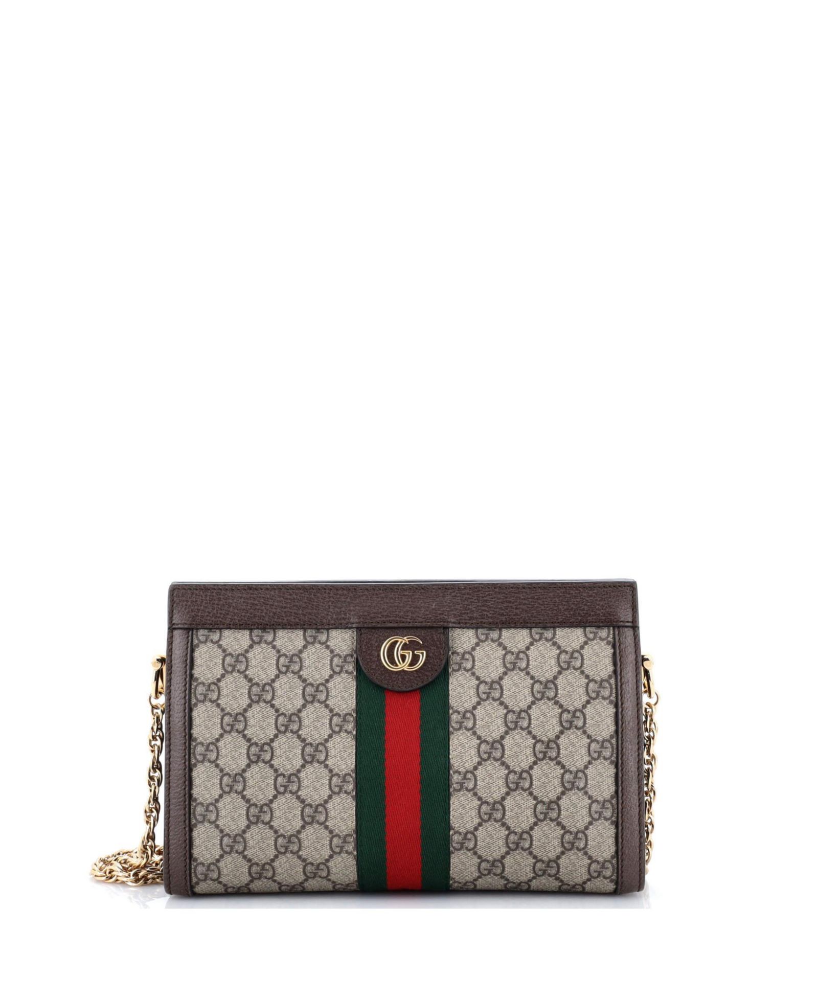 Pre-Owned Gucci Small Ophidia Chain Shoulder Bag GG Coated Canvas