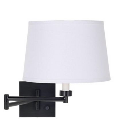 Настенный светильник Franklin Iron Works Modern Swing Arm Espresso Plug-In с тканевым абажуром Linen Drum для спальни