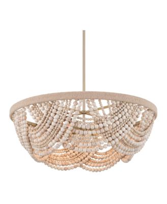 Possini Euro Design Darcy Natural Wood 6-Light Chandelier