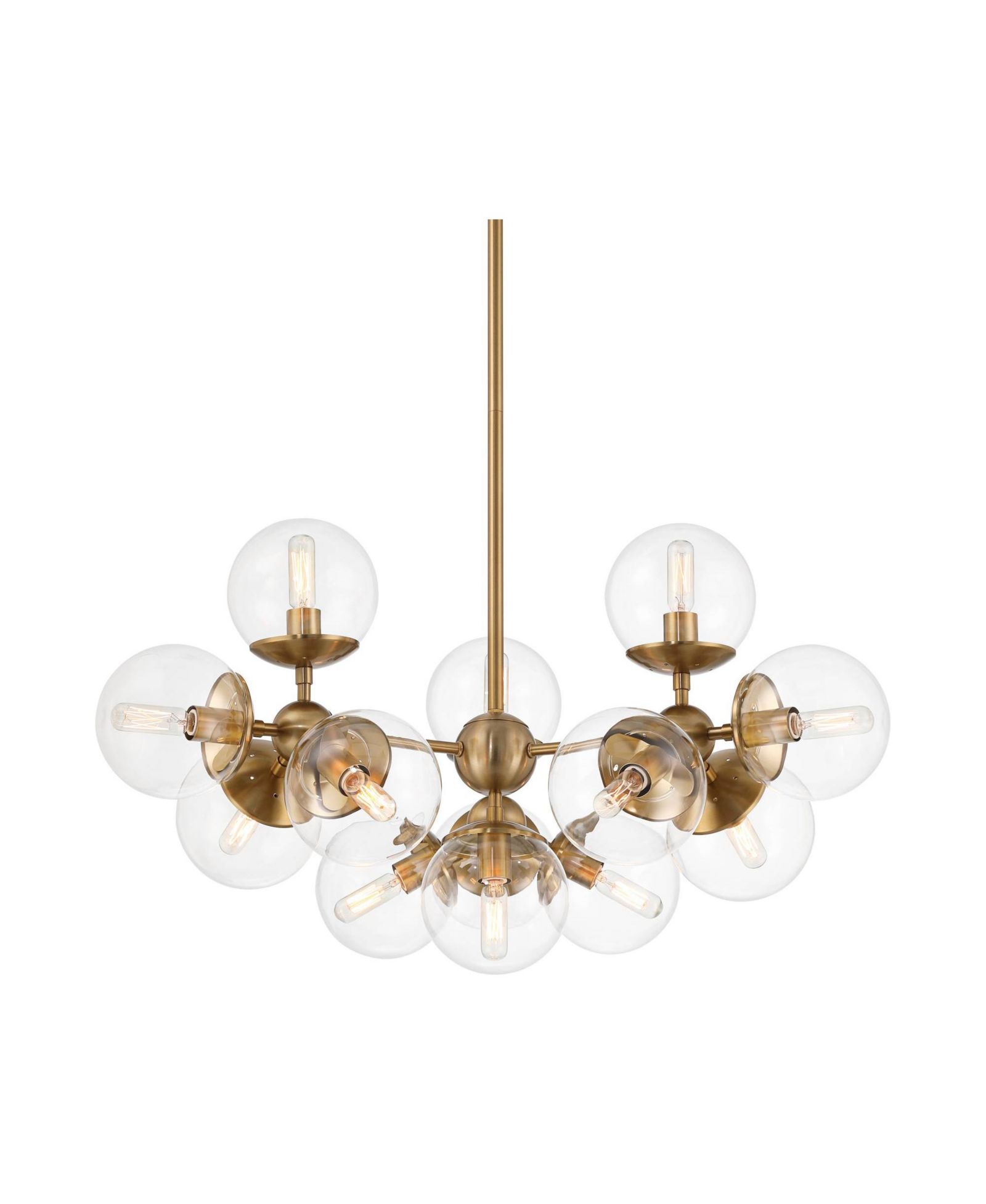 Современная люстра-спутник Possini Euro Design Cosas, латунь, прозрачное стекло