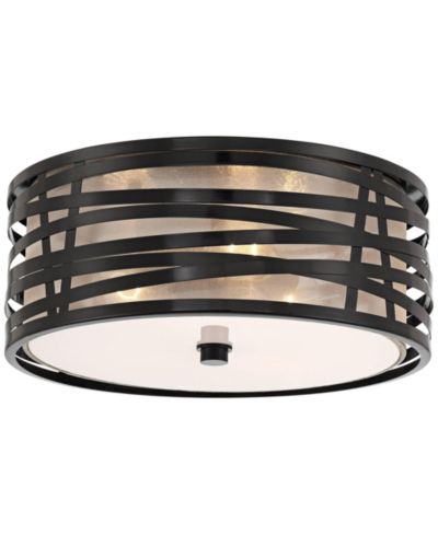Потолочный светильник Possini Euro Design Cassia Modern Industrial, черный глянцевый, 15", 3 лампы с шапочками Champagne