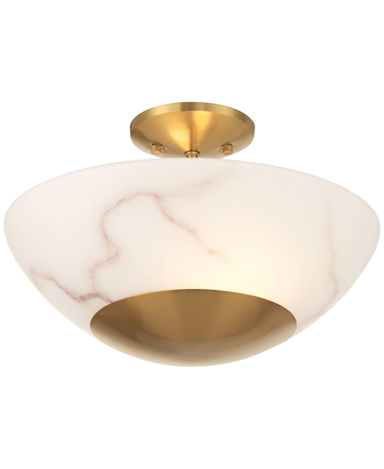 Possini Euro Design Monza 14 1/2"W Brass Faux Alabaster 2-Light Ceiling Light