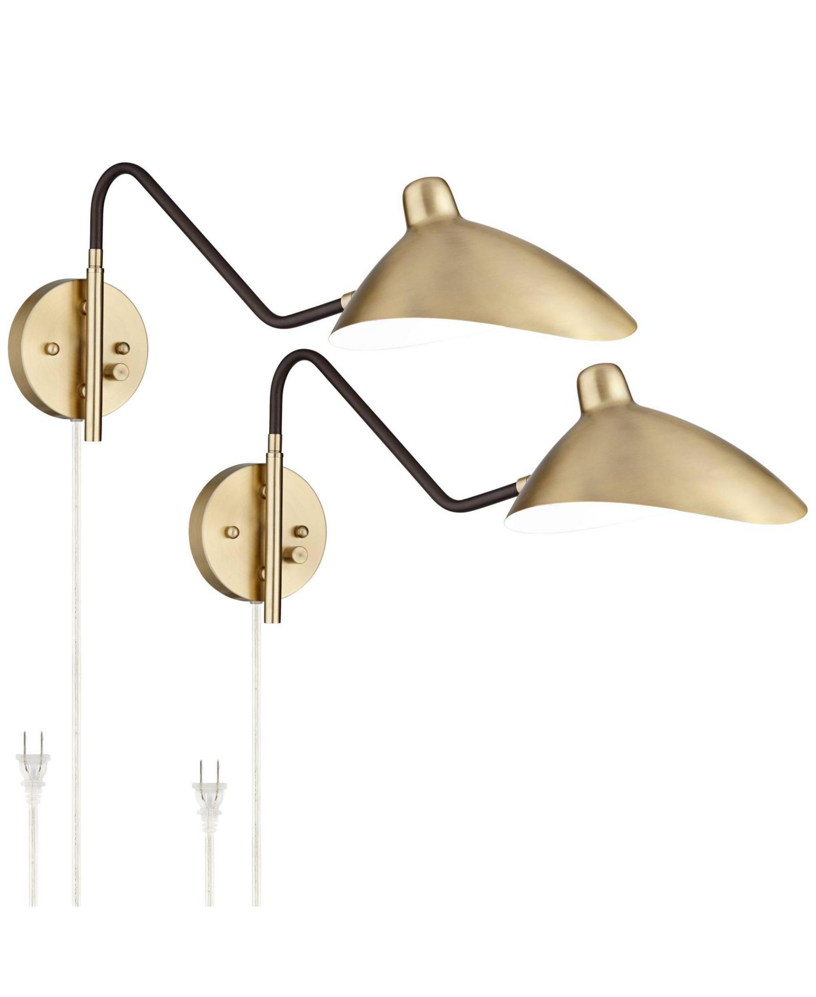 Набор из 2 настенных ламп 360 Lighting Colborne Mid Century Modern, латунь, вверх-вниз
