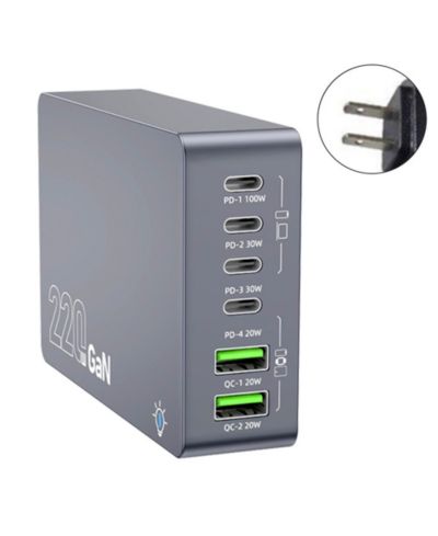 Artudatech Настольная зарядная станция GaN на 6 портов - 220W Fast Charger с PD & QC