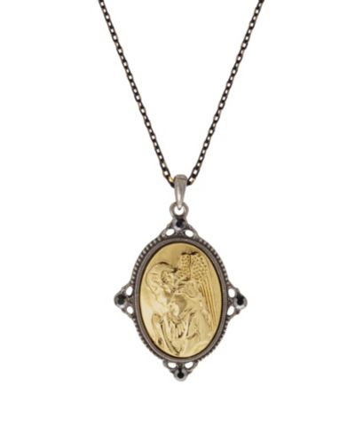 Подвеска-кулон Symbols of Faith Guardian Angel с черным покрытием и 14k Gold-Dipped