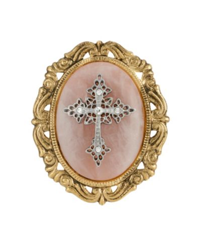 Symbols of Faith брошь из розового кварца 14k Gold Dipped