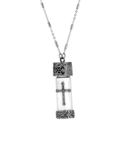 Ожерелье Symbols of Faith Antique Pewter and Silver Tone Glass Cross Vial
