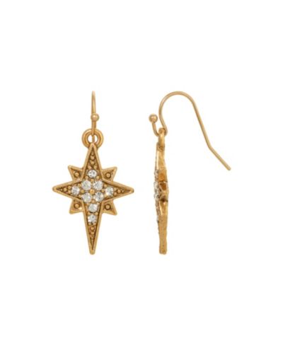 Symbols of Faith Серьги Star of Bethlehem с кристаллами и золотым напылением 14k