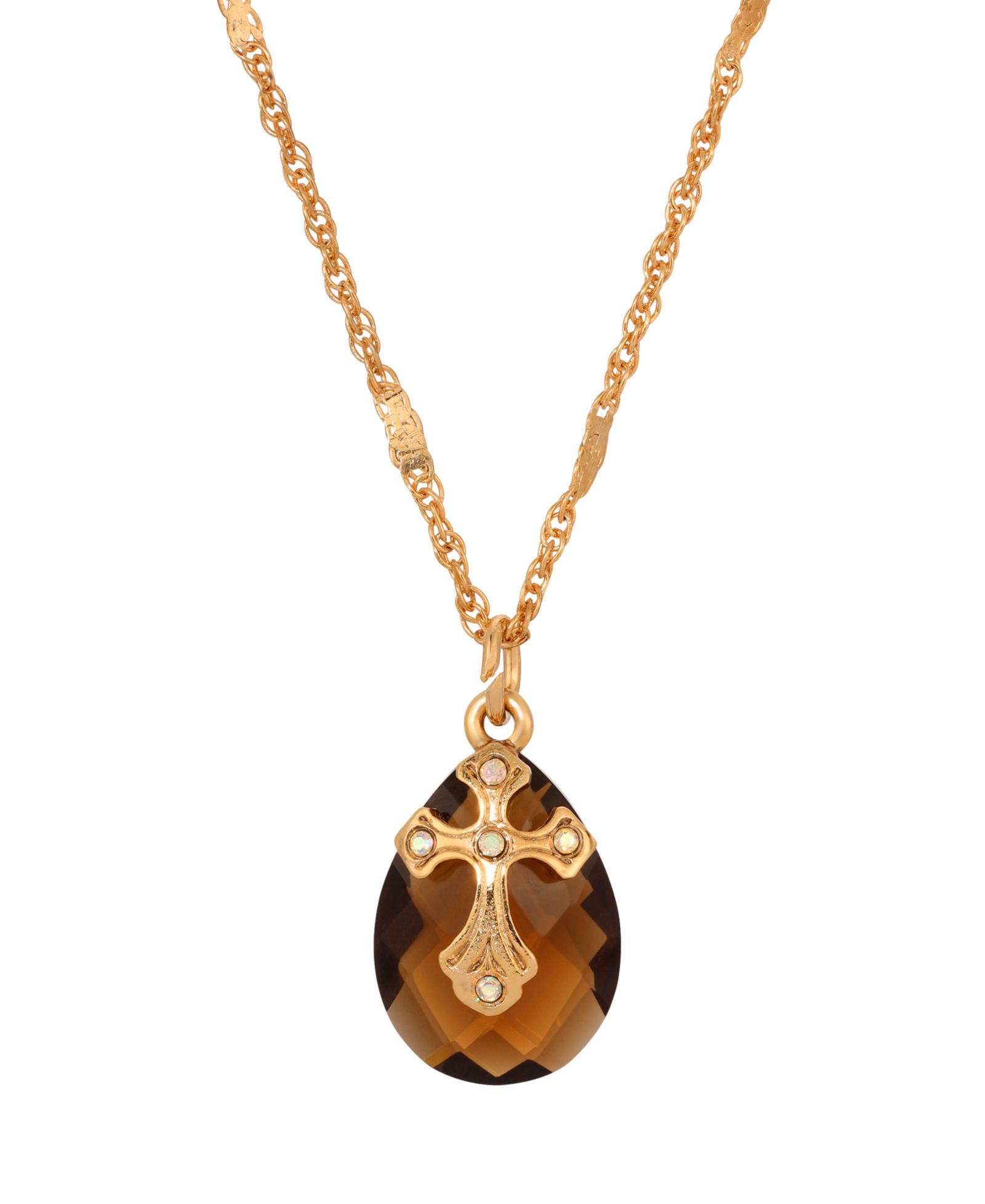 Ожерелье Symbols of Faith 14k Gold Dipped Smoke Topaz
