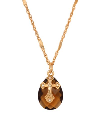 Ожерелье Symbols of Faith 14k Gold Dipped Smoke Topaz