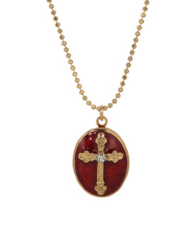 Symbols of Faith Золотистый кулон в виде красного креста, ожерелье 18"
