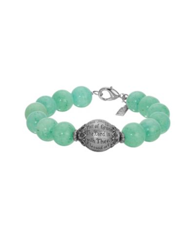 Браслет Symbols of Faith Silver Tone Round Indian Aventurine Semi Precious Bead Prayer