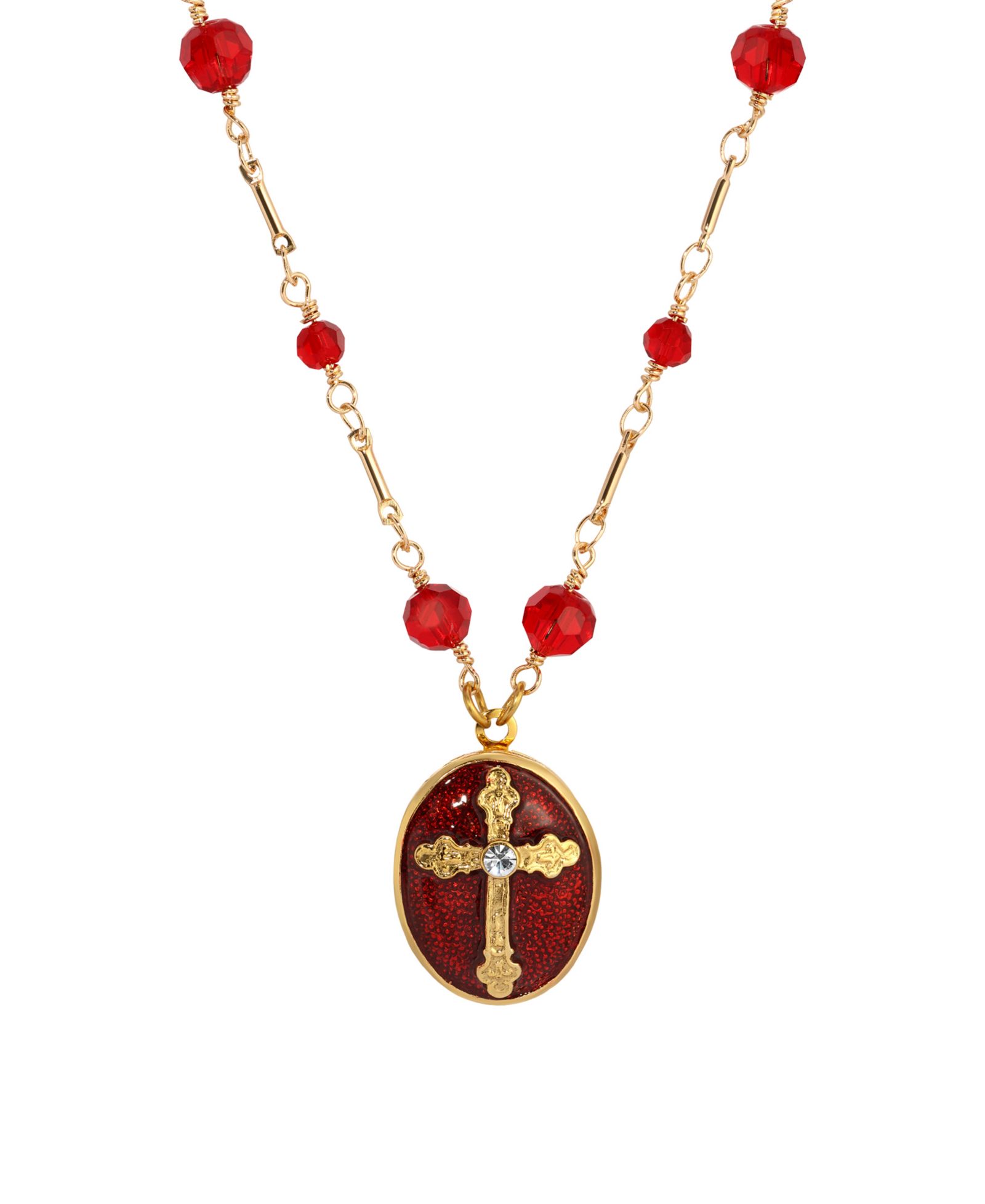 Symbols of Faith ожерелье с крестом и красной эмалью