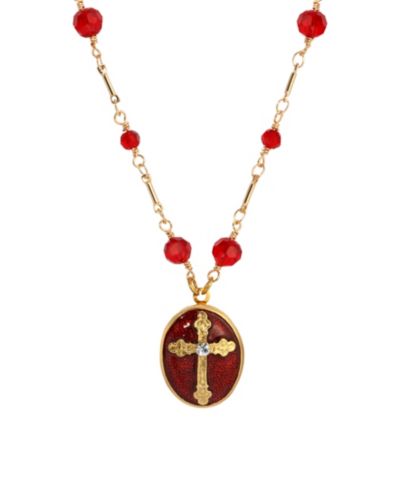 Symbols of Faith ожерелье с крестом и красной эмалью