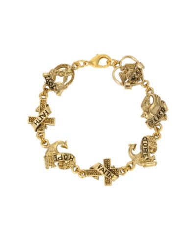 Браслет Symbols of Faith Gold Tone Love Peace Hope