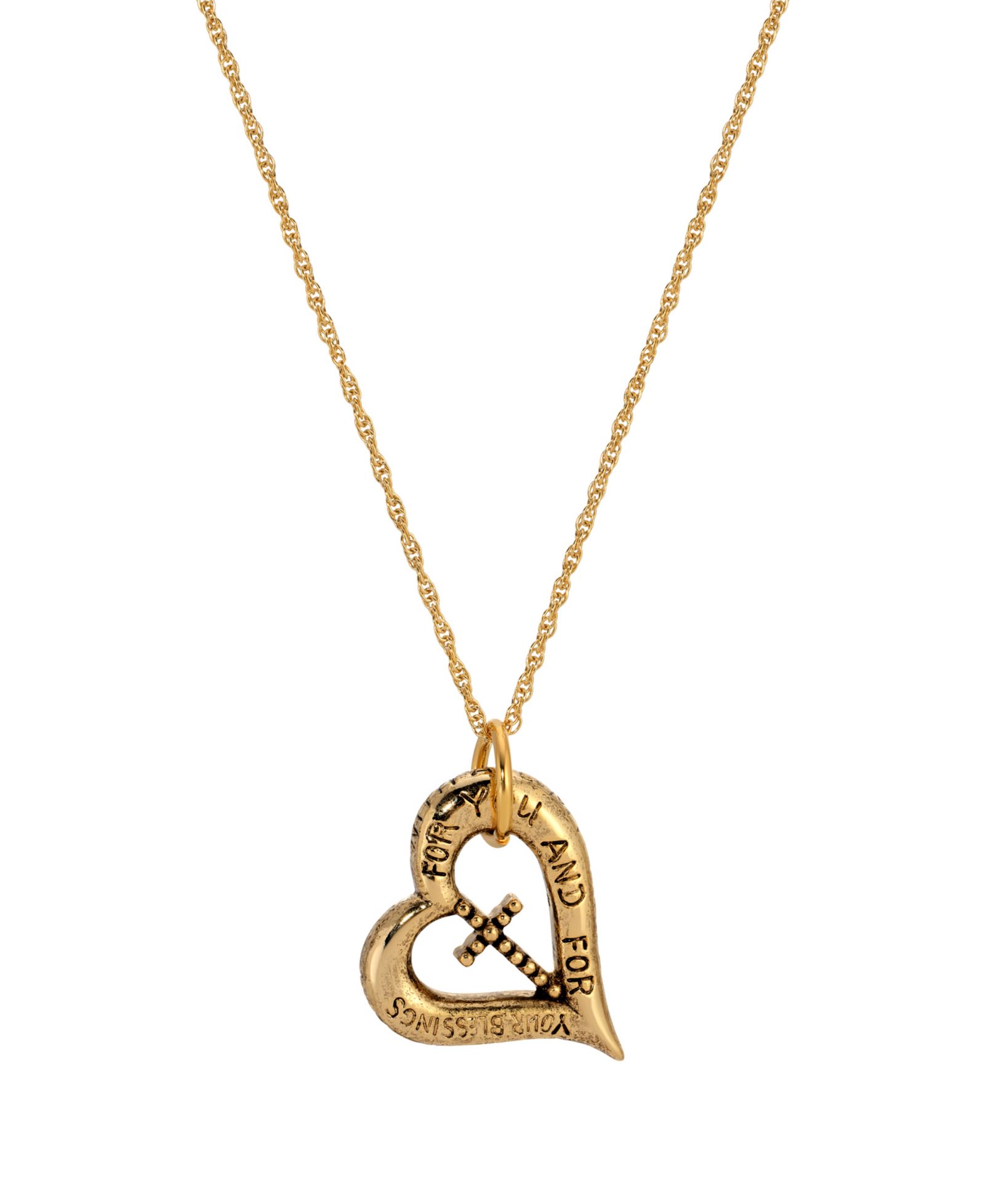 Ожерелье Symbols of Faith Gold-Tone Heart Cross 18"