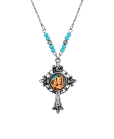 Symbols of Faith серебряная подвеска с крестом Mary Child 18"