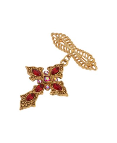 Symbols of Faith золотая брошь-значок с крестом Siam Crystal