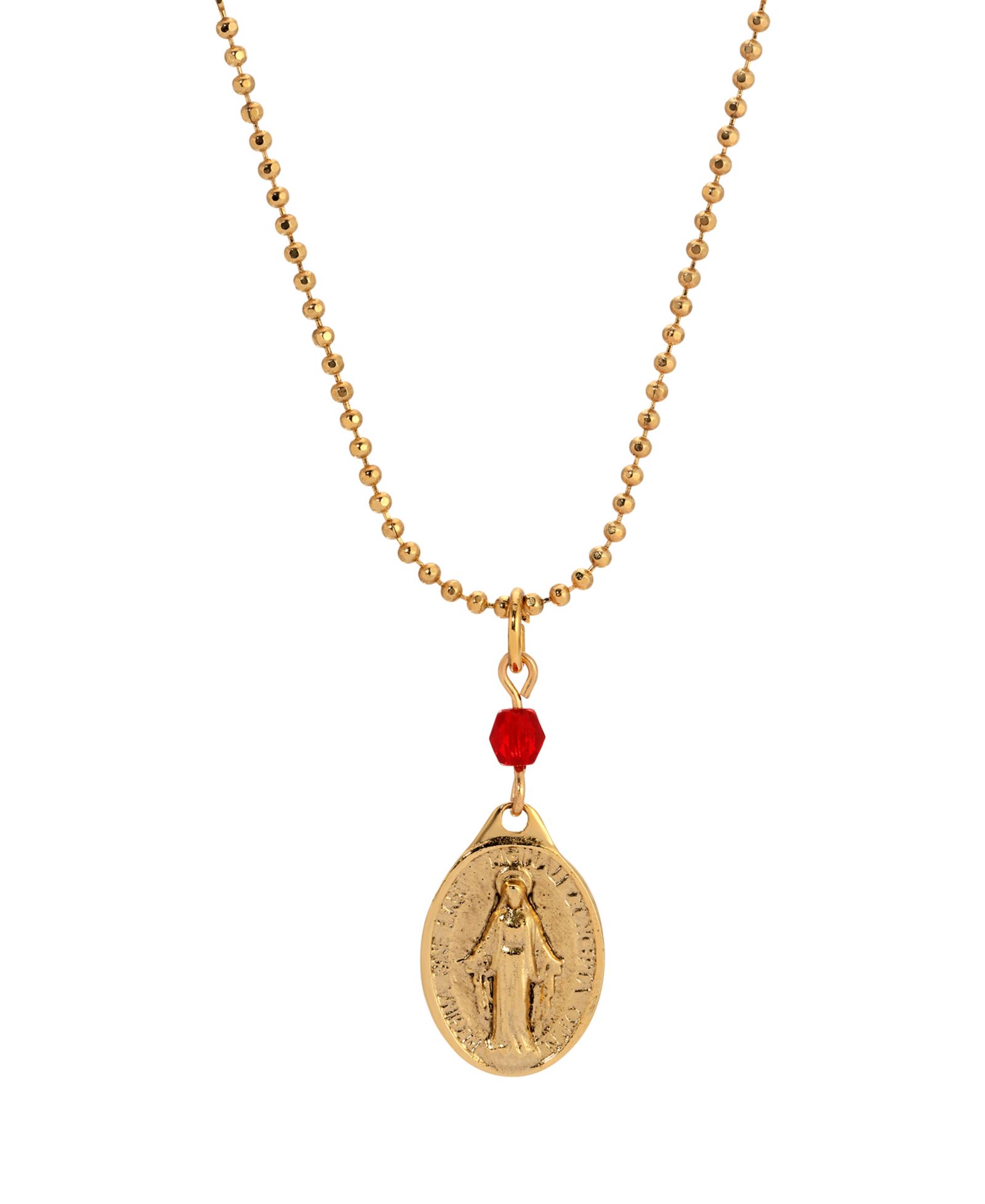 Золотистая овальная медаль Symbols of Faith с красной бусиной, ожерелье 16"