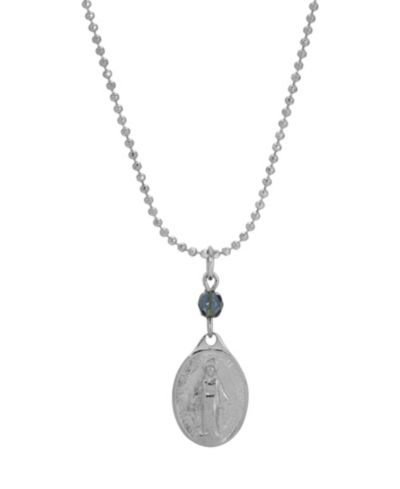 Ожерелье Symbols of Faith Silver-Tone Oval Miraculous Medal Charm Red Bead 16"