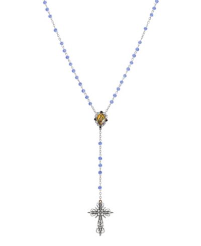 Розарий Symbols of Faith с серебристым крестом и синими бусинами