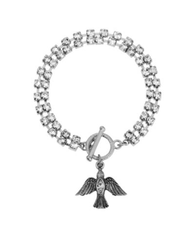 Браслет с шармом Symbols of Faith Silver Tone Clear Crystal Dove