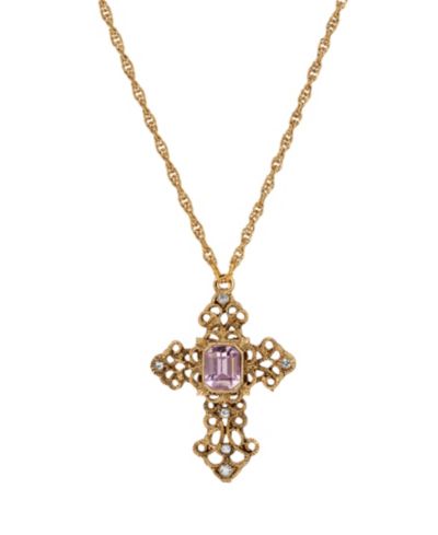 Ожерелье Symbols of Faith 14k Gold Dipped Amy Stone Crystal Cross 24"