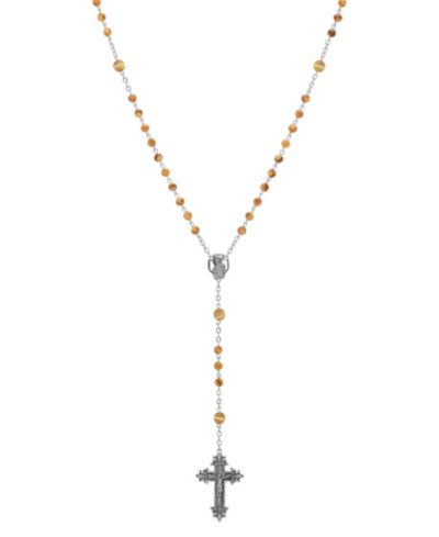 Розарий Symbols of Faith Silver-Tone Brown Beaded Crucifix