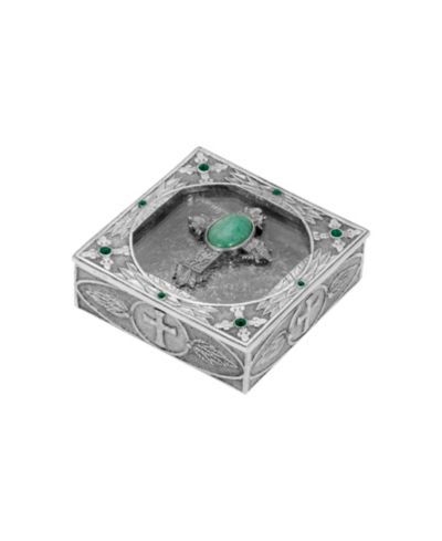 Коробка для четок Symbols of Faith из олова, цвет Jade Green, с полудрагоценными камнями