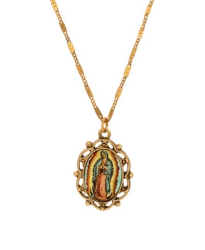 Ожерелье Symbols of Faith Gold-Tone Our Lady of Guadalupe Decal Oval