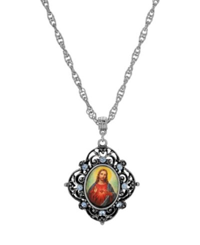 Symbols of Faith серебристая подвеска Jesus в овальной рамке, 18"
