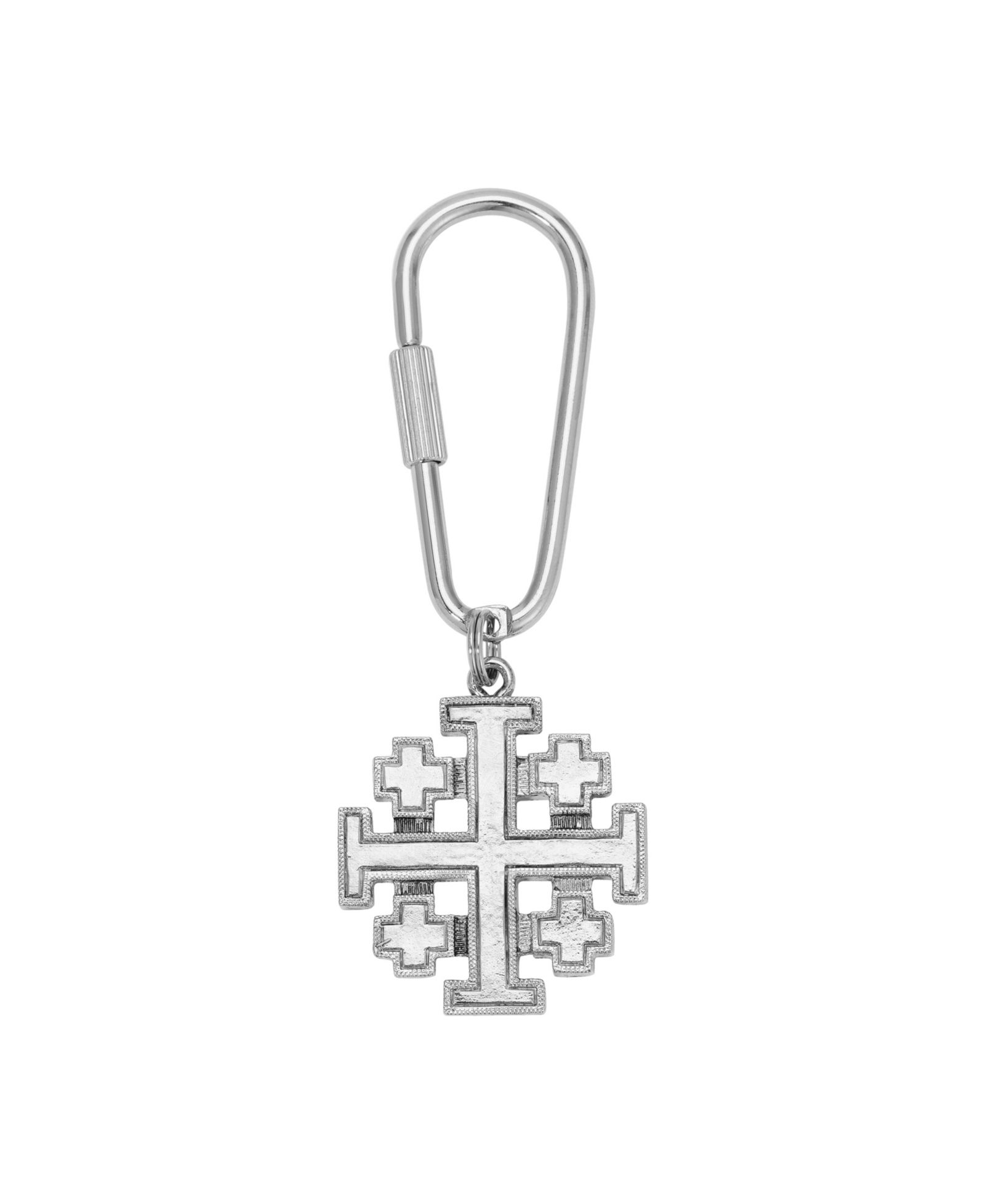 Брелок Symbols of Faith Silver Tone Black Jerusalem Cross