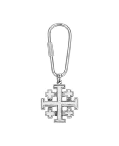 Брелок Symbols of Faith Silver Tone Black Jerusalem Cross