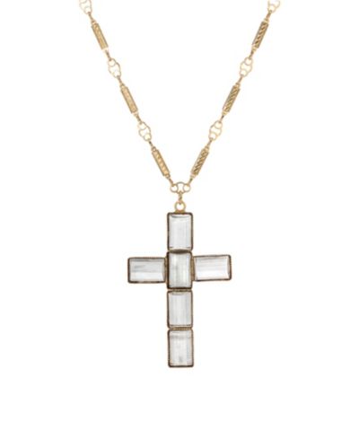 Золоченое кристаллическое ожерелье с крестом Symbols of Faith