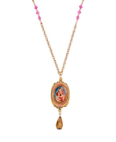 Подвеска-спиннер Symbols of Faith, 14k Gold Dipped, розовый кристалл, Lady Guadalupe, 28"