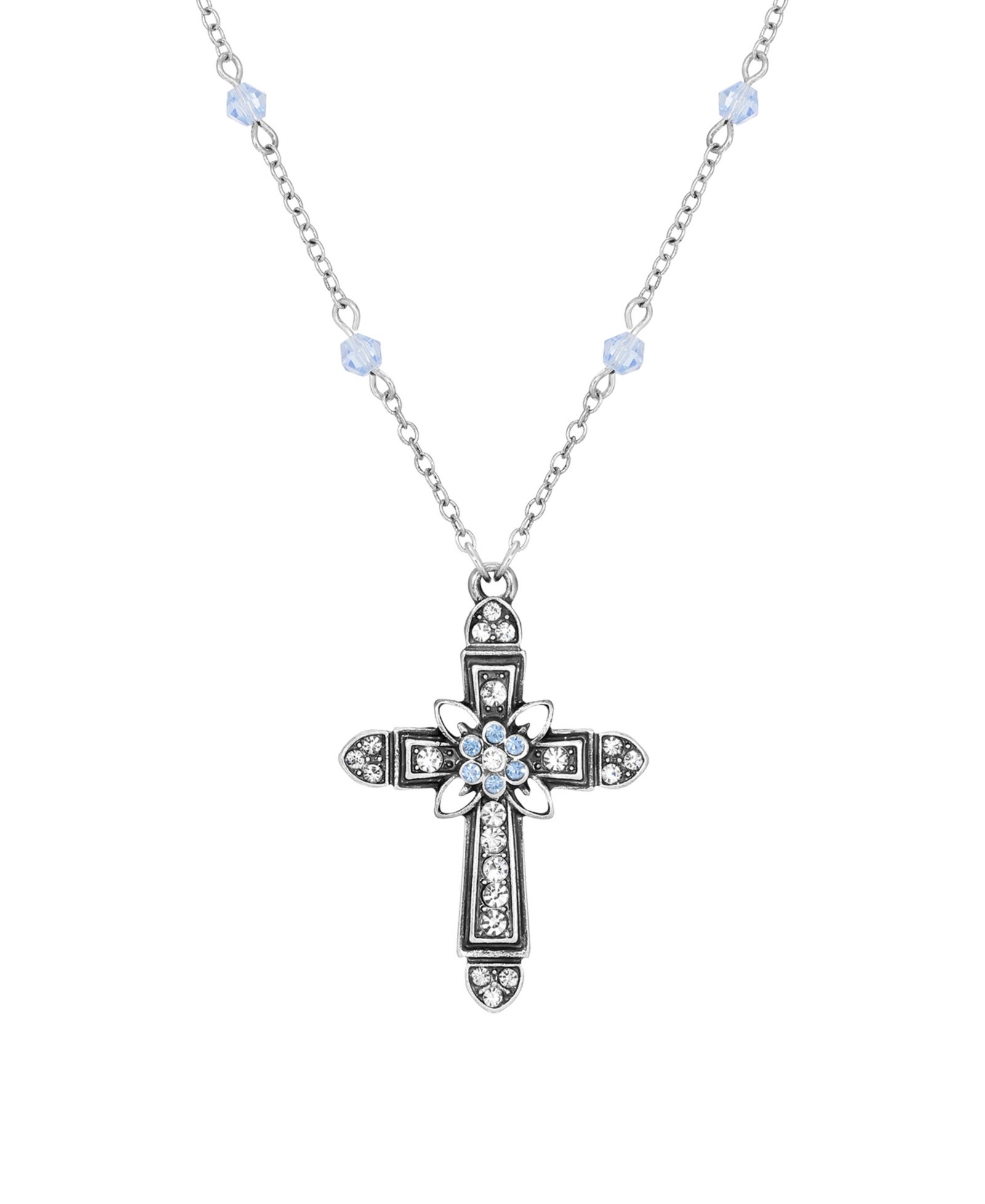 Symbols of Faith ожерелье с крестом и сапфирами
