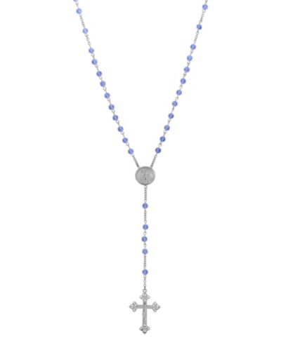 Ожерелье-розарий Symbols of Faith с Девой Марией и синими бусинами, серебристый цвет
