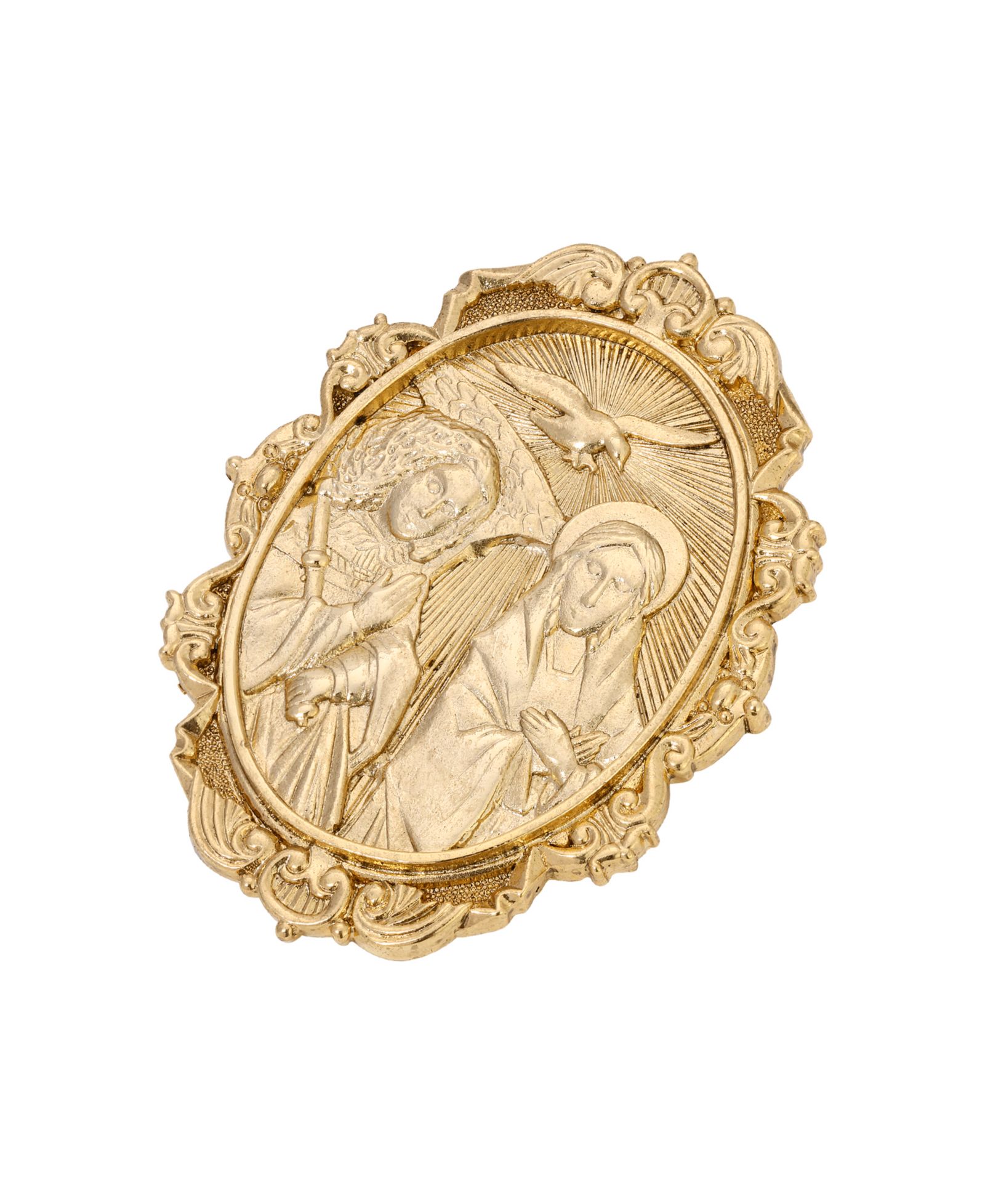 Золотая овальная брошь Symbols of Faith с изображением Отца, Сына и Святого Духа
