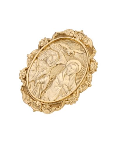 Золотая овальная брошь Symbols of Faith с изображением Отца, Сына и Святого Духа