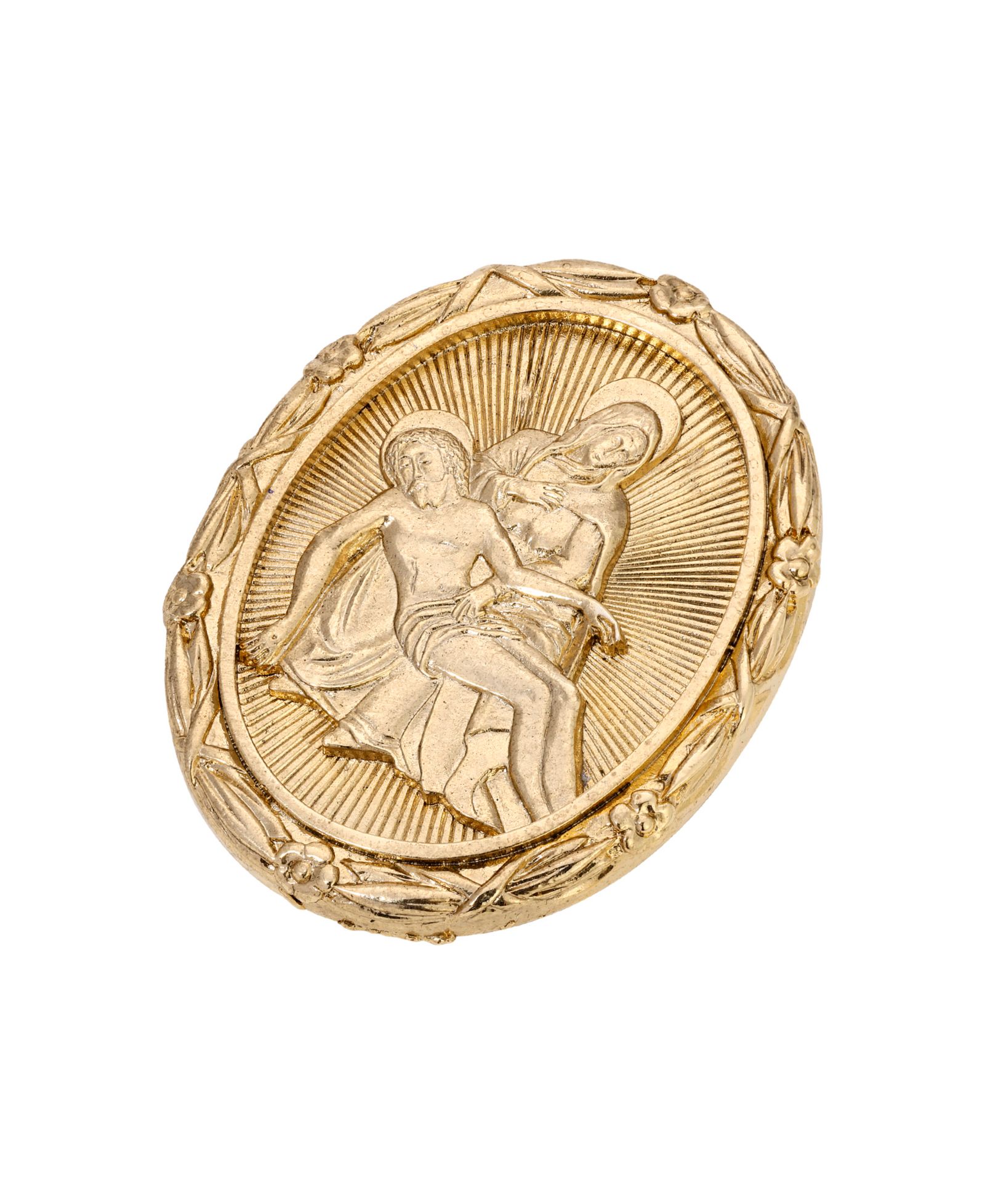 Symbols of Faith Gold Tone Jesus Mary Oval Pin