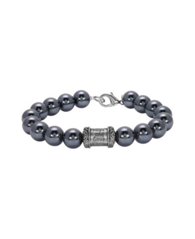 Браслет Symbols of Faith Silver-Tone Glass Black Imitation Pearl Prayer Bead