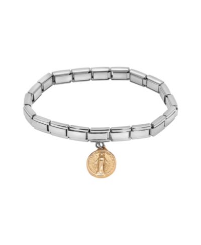 Серебряный браслет Symbols of Faith Oval Gold Miraculous Medal Charm