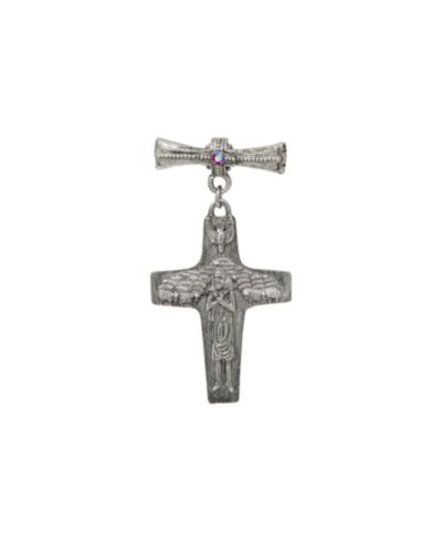 Symbols of Faith значок Pope Francis Cross в цвете Siam Red Stone Pewter Tone