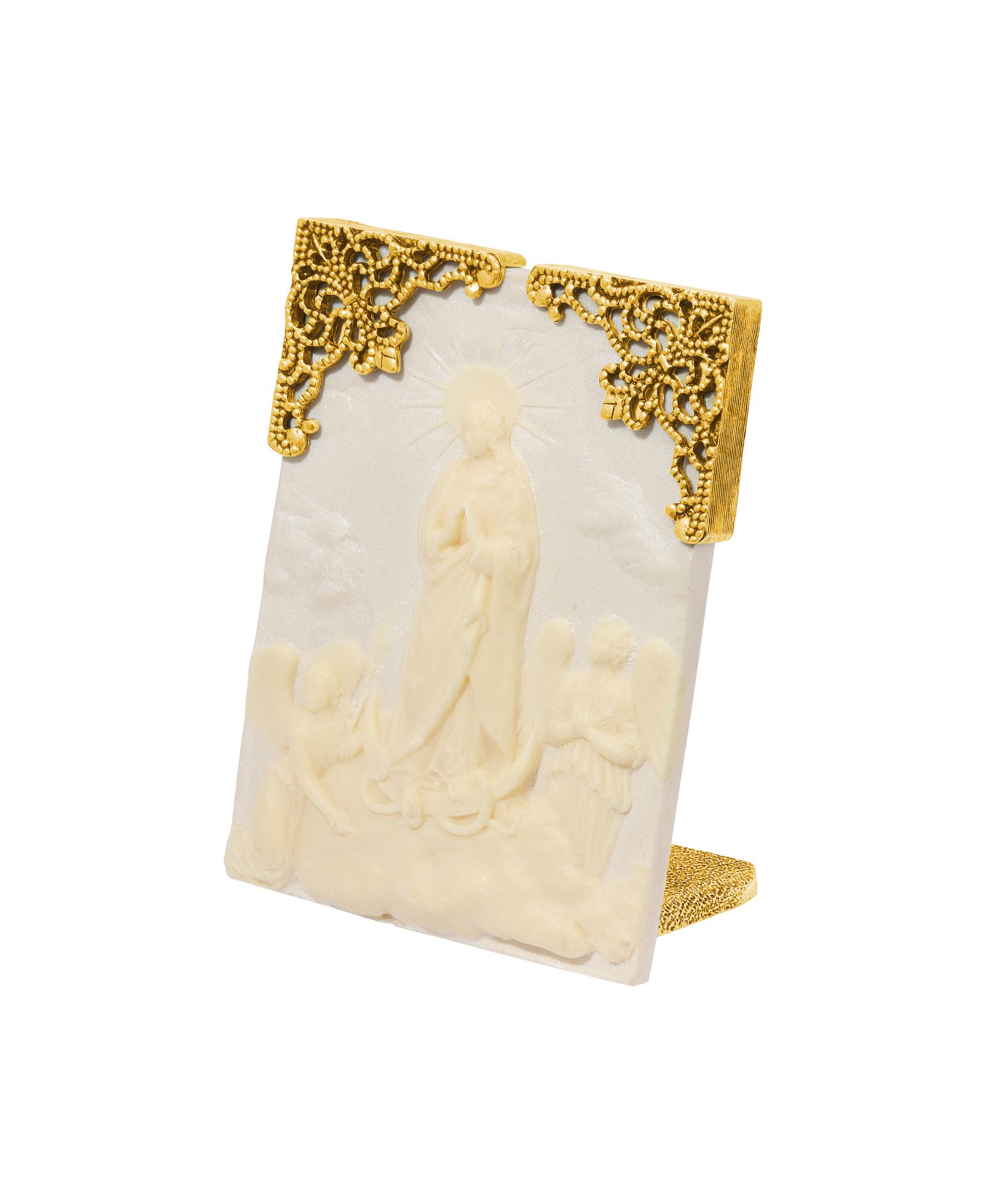 Подвеска Symbols of Faith 14k Gold Dipped Beige White Mother Mary