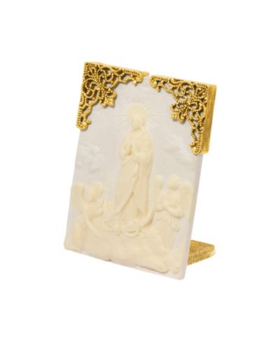 Подвеска Symbols of Faith 14k Gold Dipped Beige White Mother Mary